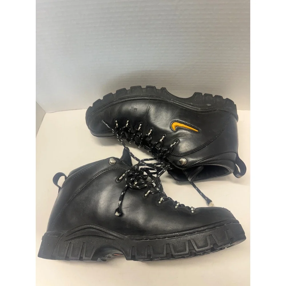 Nike ACG Air Gimli Vintage Leather Hiking Boots Black Yellow Mens 9.5